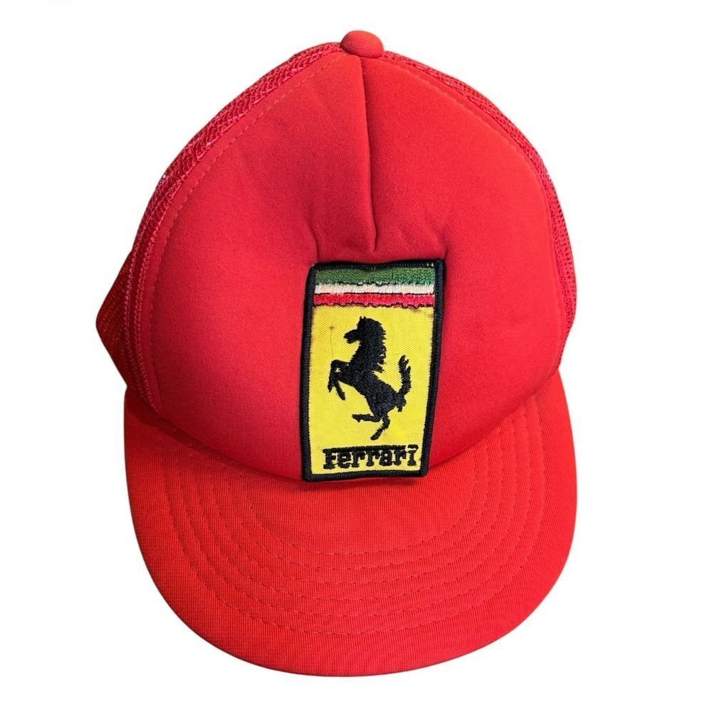 Ferrari Red Trucker Hat Vintage Style Mesh Snapback Racing Cap One Size Fits All